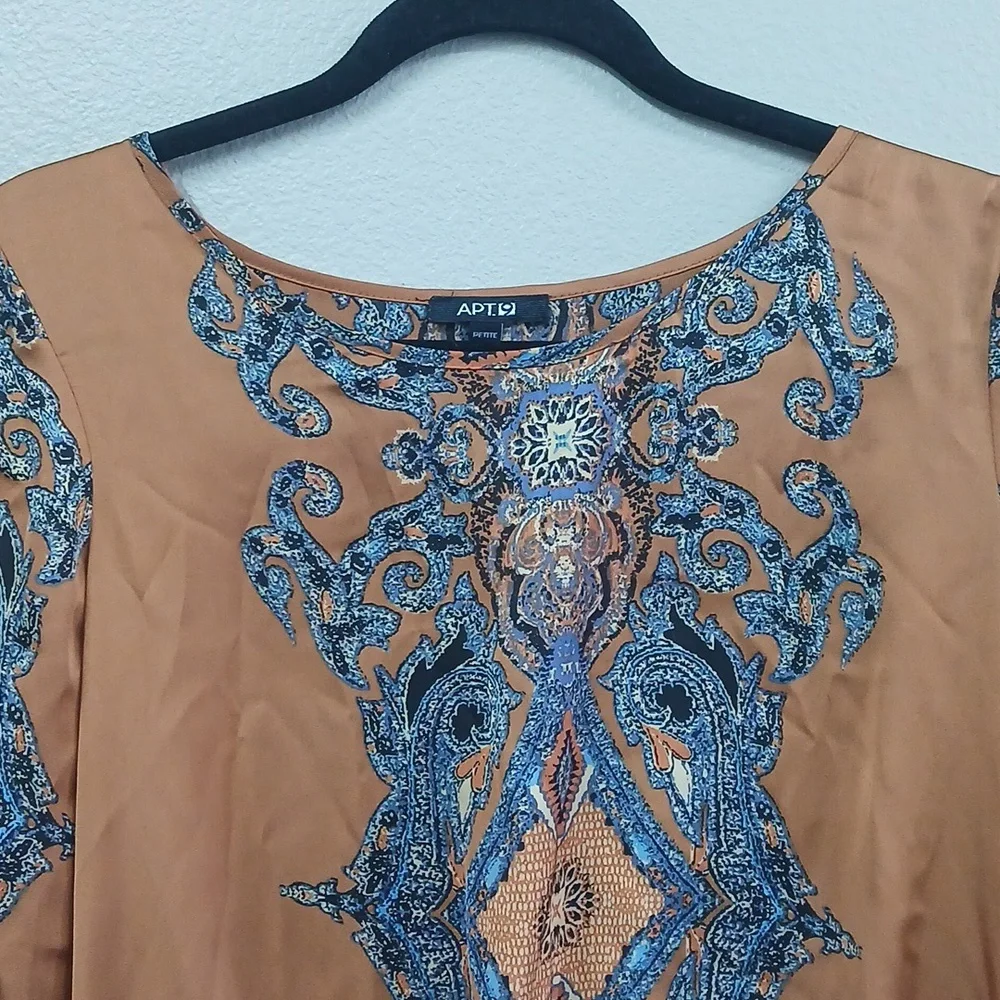 Nwt Apt. 9 Women's Brown Paisley Top Size Small Petite - Picture 2 of 7